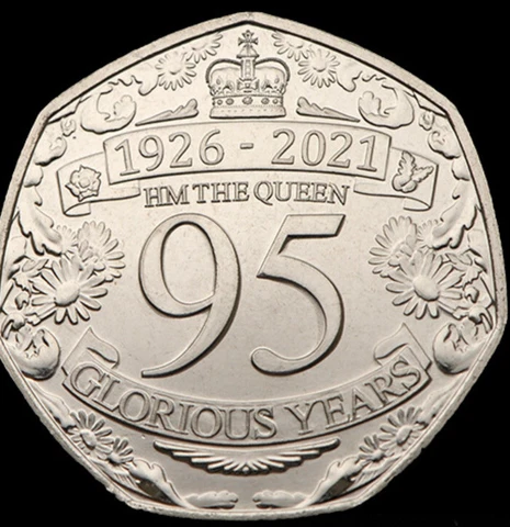 Gibraltar 🇬🇮 Coin 50p Pence 2021 95 Glorious Years HM Queen Elizabeth II QEII Cover