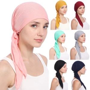 Women Wrinkle Bandana Turban Hat Chemo Head Scarf Hair Loss Hat Headwrap Cover// - Picture 1 of 28