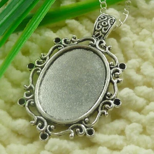 15 piezas colgante con abrazadera de marco ovalado de plata tibetana 57X38MM S1958 - Imagen 1 de 4