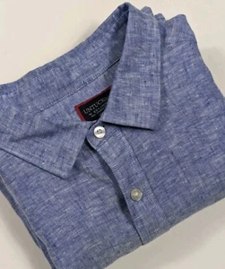 UNTUCKit 100% Linen Short Sleeve Button Up Blue Wrinkle Resistant Men's 2XL Tall - Picture 1 of 11