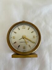 Vintage Brass Westclox Small Wind Up Alarm Clock Made in Germany