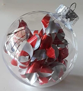 Lata de Navidad bola de plástico adorno de plástico hecha a mano lata real! - Imagen 1 de 3