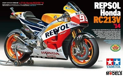 REPSOL HONDA RC213V 2014 Marc Marquez Moto Tamiya 14130 Model Kit 1/12 New - Immagine 1 di 4