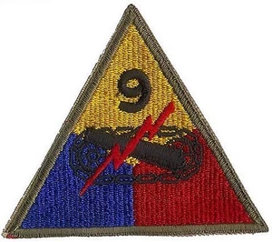 US ARMY 9TH ARMORED DIVISION UNIT PATCH WWII (ORIGINAL), CUT EDGE - Bild 1 von 1