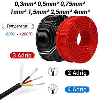 2/3/4 adrig Hochflex Silikonkabel Stromkabel Autokabel Verzinnter Kupferdraht - Bild 1 von 4