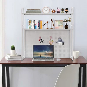Bookshelf Storage Shelves Desktop Multilayer Iron Shelves Desk Table Hole Board - Picture 1 of 19