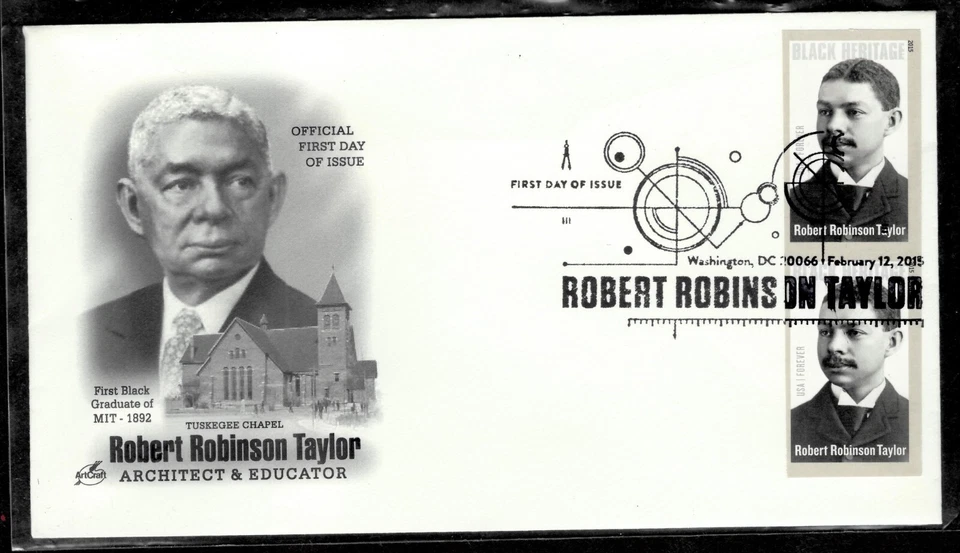 #4958a, Robert Robinson Taylor NO DIE CUT vertical pair FDCover. Artcraft cachet - Image 1 of 1