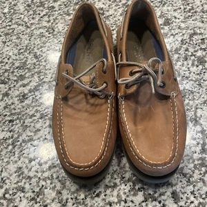 Sperry Top Sider Loafer Sahara 2-Eye Boat Shoes Tan Leather 0777894 Men's Sz 9.5 - Picture 1 of 5
