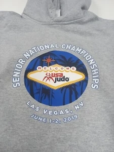 Felpa con cappuccio grigia Judo Senior National Championship Las Vegas 2xl 2019 nuova petto 52" - Foto 1 di 5