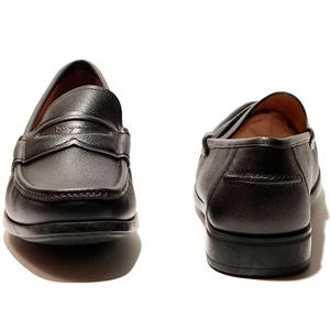 Ferragamo 10.5 EE LANZAROTE Penny Black Pebbled Leather Dress Loafers Casual - Picture 1 of 6