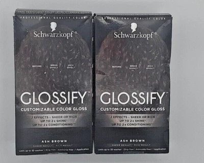 Lot of 2 Schwarzkopf Glossify Ash Brown Hair Color Demi-permanent Gloss Sheer - Image 1 of 4