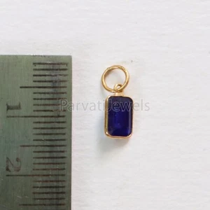 Natural Blue Sapphire Cut Solid 18K Gold Gift For Handmade Women Charm Pendant - Picture 1 of 6