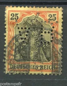ALLEMAGNE EMPIRE, 1905-11, timbre perforé n° 86, type e, oblitéré, PERFIN - Imagen 1 de 2