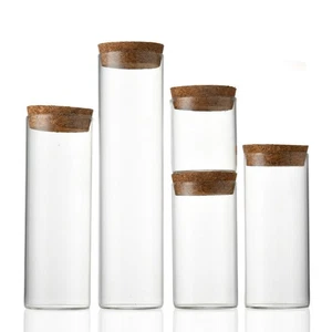 3ml - 650ml Small Glass Bottle Jars Empty Wide Opening Transparent Cork Bottles - Picture 1 of 59
