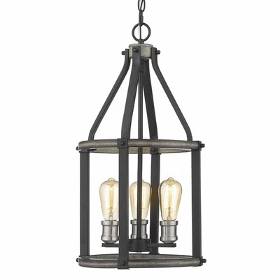 Colgante Z-Lite 472-3P Ashen Barnboard Kirkland 3 luces 12" W Foto 1 de 4