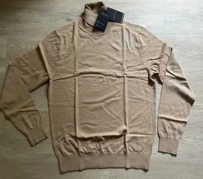 Neuer Tommy Hilfiger Rollkragenpullover Turtelneck Herren Merino Größe M Beige - Bild 1 von 4