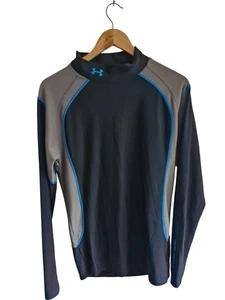 Under Armour Men's Base Layer Xl Top XL Black Grey Blue Compression Long Sleeve - Picture 1 of 10