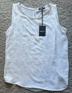 Women’s DKNY White Sleeveless Blouse Size XL NWT - Foto 1 di 5
