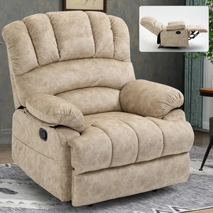 Large Manual Recliner Chair Reclining Sofa Fabric for Living Room Relax,Beige - Picture 1 of 13