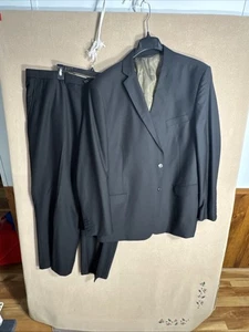 Fellini Uomo 52L Relaxed Fit Solid Black 2 Piece Suit 45x28 Super 140's 2 Button - Picture 1 of 21