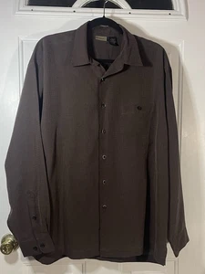 Axist Shirt Mens Large Brown Long Sleeve Button Up Rayon Polyster Blend - Picture 1 of 7