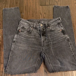 American eagle Black Denim MOM Jeans strigid size 00 - Picture 1 of 8