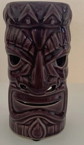 Tiki Mask Tea Light Candle Holder Lamp Ceramic Votive - Vintage - Purple - Picture 1 of 9