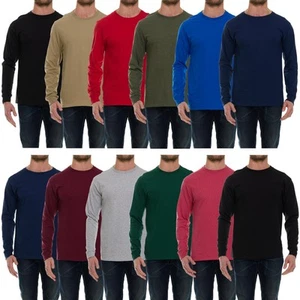 BILLIONHATS Mens Long Sleeve Colorful T-Shirts , Crew Neck Bulk Tees for Men - Picture 1 of 19
