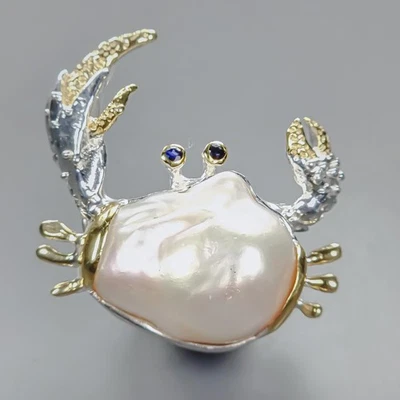 Handmade Natural Baroque Pearl Brooch 925 Sterling Silver  /NB29920 - Image 1 of 4