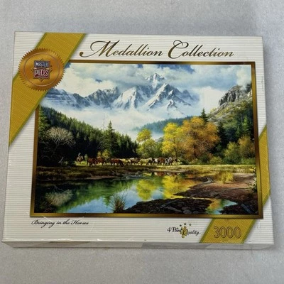 Jigsaw Puzzle Medallion Collection Bringing In The Horses 3000 pcs SEALED BAGS - Image 1 of 4