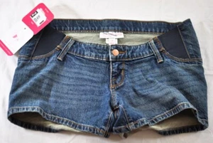 women's Isabel maternity medium wash jean shorts 4" inseam size 8/28 side panels - Picture 1 of 5