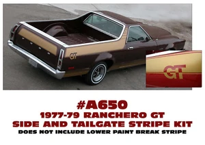 A650 1977 1978 1979 FORD RANCHERO - GT UPPER SIDE STRIPE & TAILGATE DECAL KIT - Bild 1 von 1