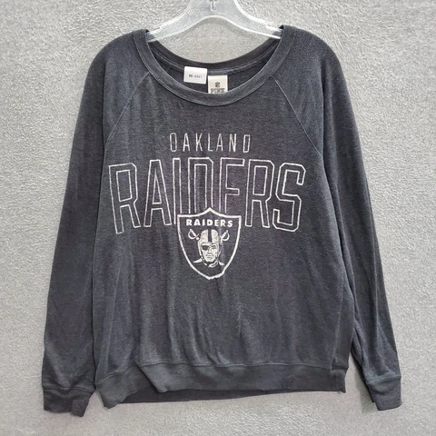 Oakland Raiders Women Sweater Large Gray Logo Pink Victorias Secret Long Sleeve Cover