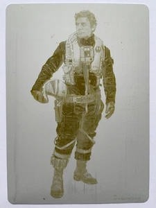 2015 Topps Star Wars TFA Series 1 POE DAMERON 1/1 Yellow Printing Plate - Bild 1 von 2