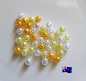 100pcs 6mm Yellows & White Mix Pearl Like Acrylic Beads DIY Jewellery - Bild 1 von 1