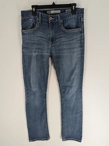 BKE Jeans Men's 34R Jake Blue Embroidered Straight Medium Wash Distressed Jeans - Picture 1 of 12