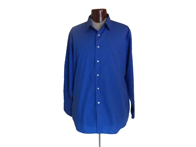 Camisa de vestir azul sin marca para hombre. 17 - 17 1/2 (XL). 60% algodón/40% poliéster. Foto 1 de 4