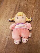 Garanimals My First Doll Pink Rattle Toy Plush Blonde Pigtails Panda Slippers 7"