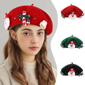 Christmas Beret Warm Hat Wool Autumn Women Girl Fashion Hats French Beret Winter - Picture 1 of 28