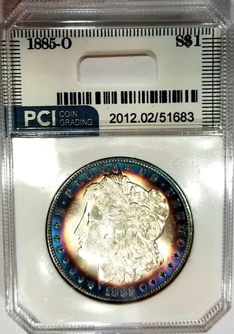 1885-O Morgan Dollar Gem BU Full Frosty Luster Target Toned Cover