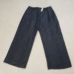 NEW J. Crew Linen Pants Women 8 Black Pleated High Rise Side Zip Lined Career - Picture 1 of 9