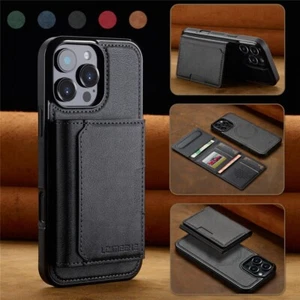 Magnetic Wallet Case MagSafe Cover For iPhone 16 16e 15 14 13 12 11 Pro Max Plus - Picture 1 of 76