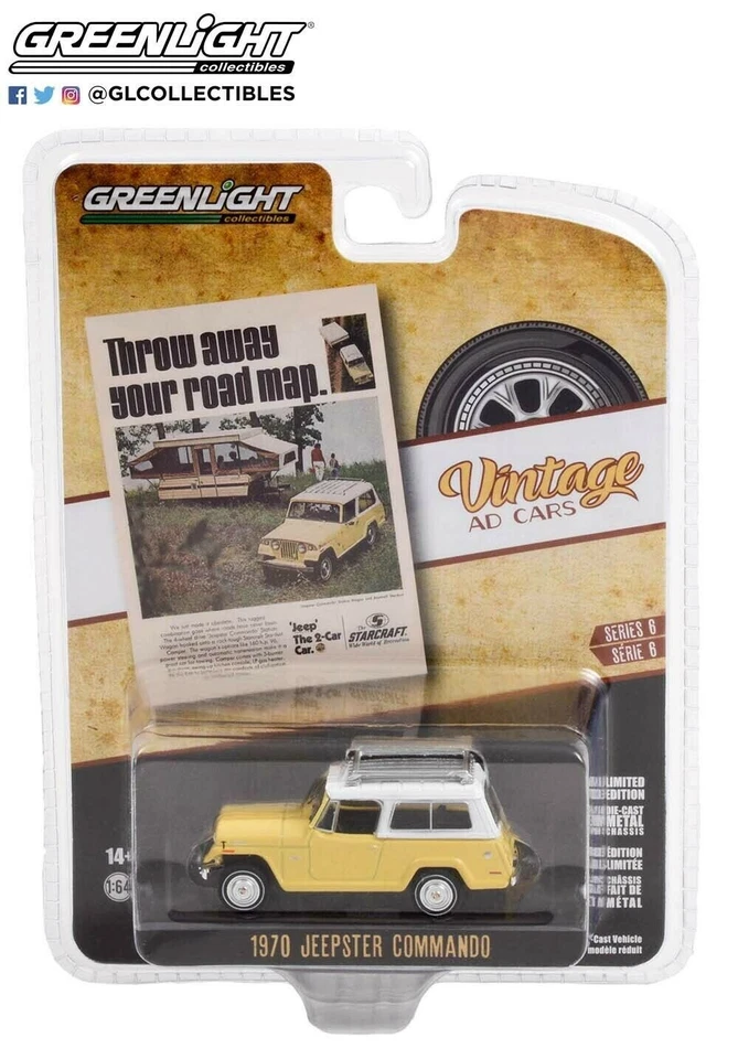 Greenlight Vintage Ad Voitures Séries 6 - " Route Carte " 1970 Jeepster Commando - Photo 1/1