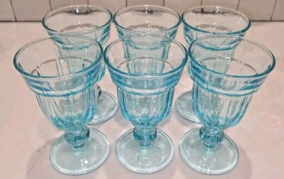 6 件套复古高品质浅蓝色 4 部分模具水杯 6.5 英寸高状况极佳 — 第 1/4 张图片
