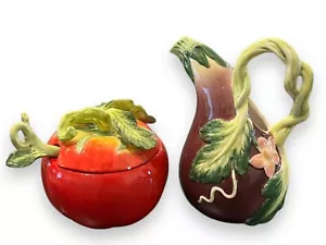 Fitz and Floyd Le Marche Milchkännchen & Zucker Set Vintage Aubergine Tomate Gemüse - Bild 1 von 8