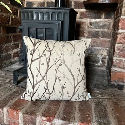 1243. Brown Trees Embroidered Cushion Cover Various sizes - Image 1 of 4