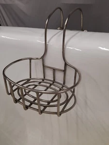 LARGE NICKEL ROLL TOPPED BATH SOAP DISH, SPONGE HOLDER - Picture 1 of 5