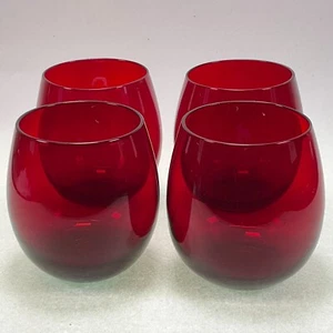 Anchor Hocking Ruby Red 16 Oz Roly Poly Cordial / Wine Glasses - Set of 4 - Picture 1 of 4