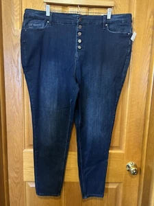 CE58 Maurices Limitless Jegging Dark Wash Blue Button Fly Stretch Womens XXL - Picture 1 of 4