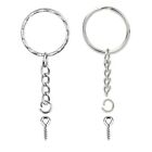 Multifunction 50x Keychain Rings with Chain Open Jump Silver Screw Eye Pins